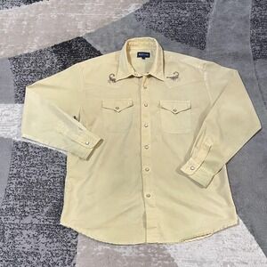 West Line Western Shirt Men Small Beige Scorpion Embroidered Pearl Snap Cowboy